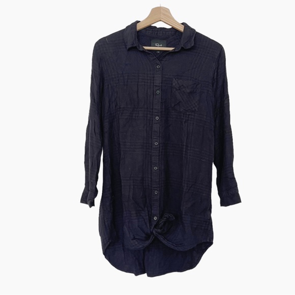 Rails Bianca Shirt Dress Charcoal Shadow Oversized Black Flannel Size Small - Picture 3 of 7